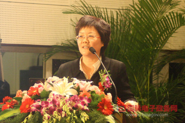 云海游戏互联总经理、首席规划师郑爱军女士作了《政府在线服务能力构建及案例赏析》主题发言